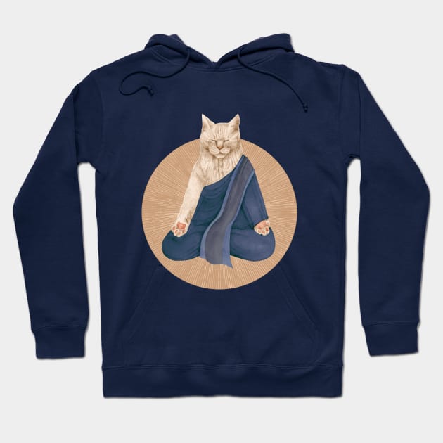 meditating cat - white Hoodie by KindSpirits